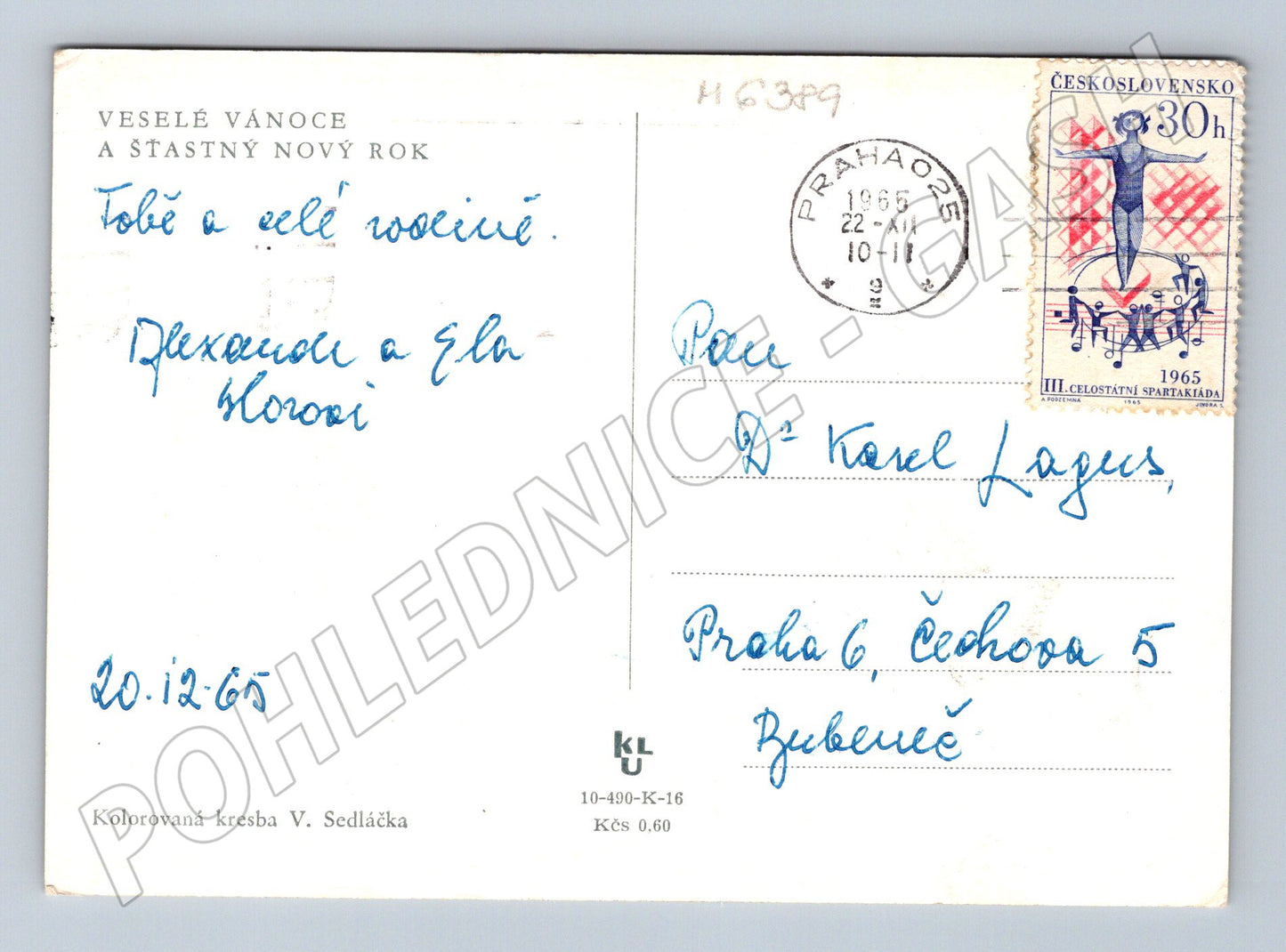 Pohlednice V. Sedláček vesnická zima vánoční (M6389)