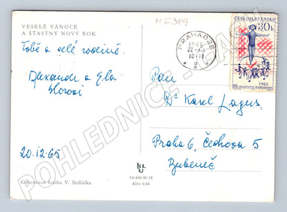 Pohlednice V. Sedláček vesnická zima vánoční (M6389)