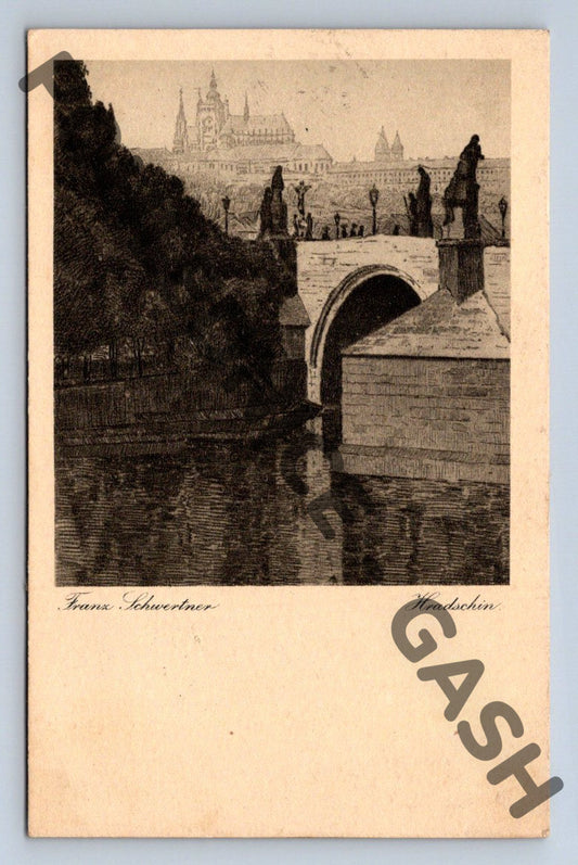 Pohlednice Karlův most Praha historická černobílá ČSR (M640)
