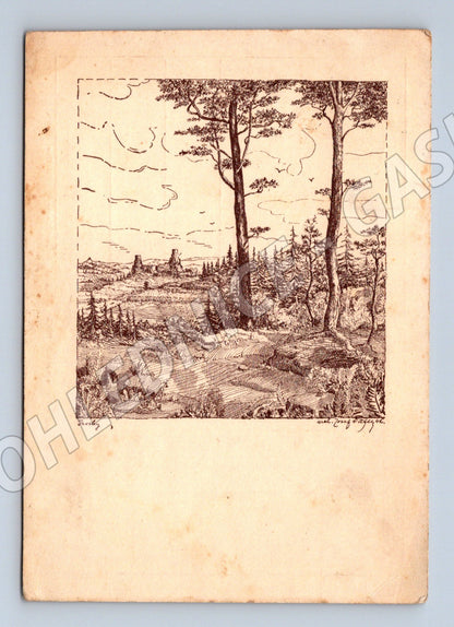 Pohlednice kresba české krajiny malý formát (M6402)