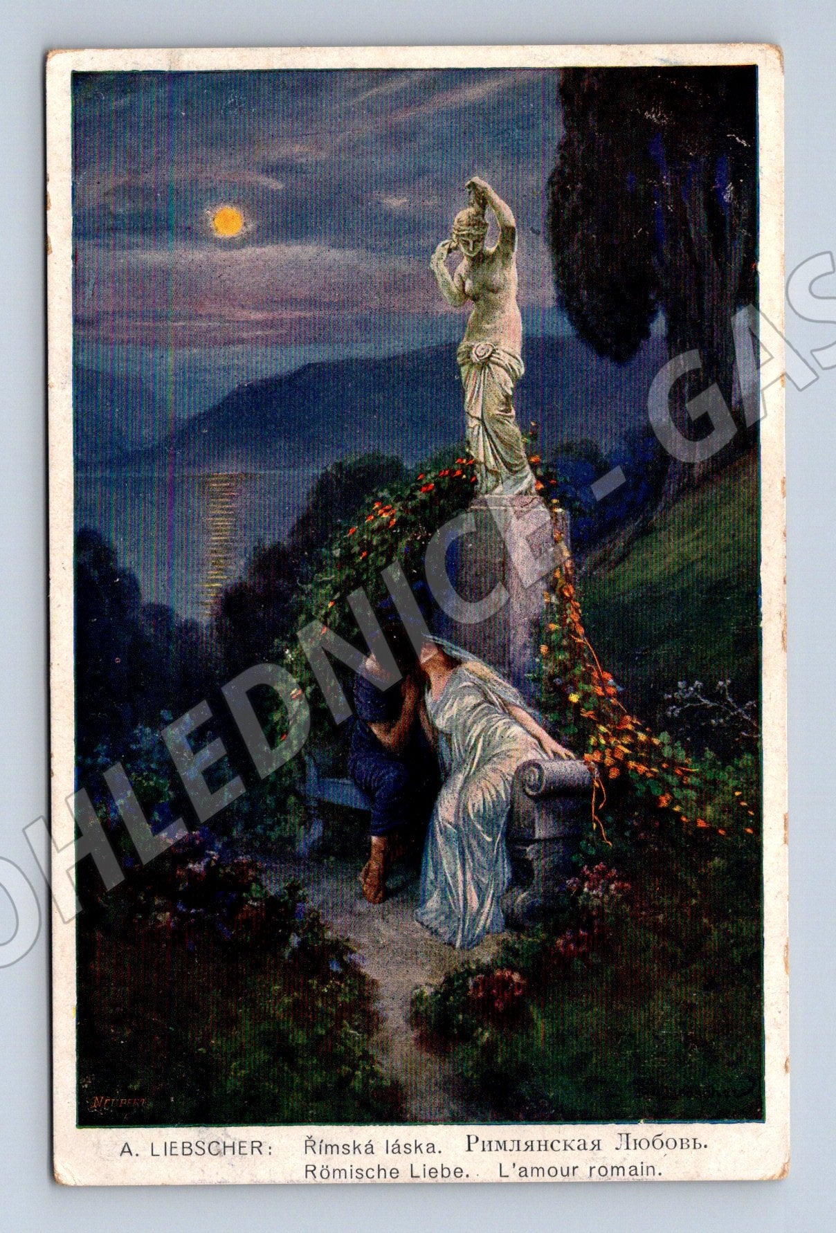 Pohlednice A. Liebscher Římská láska 1908 (M6414)