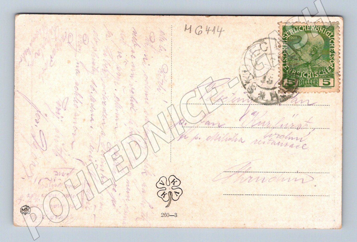Pohlednice A. Liebscher Římská láska 1908 (M6414)