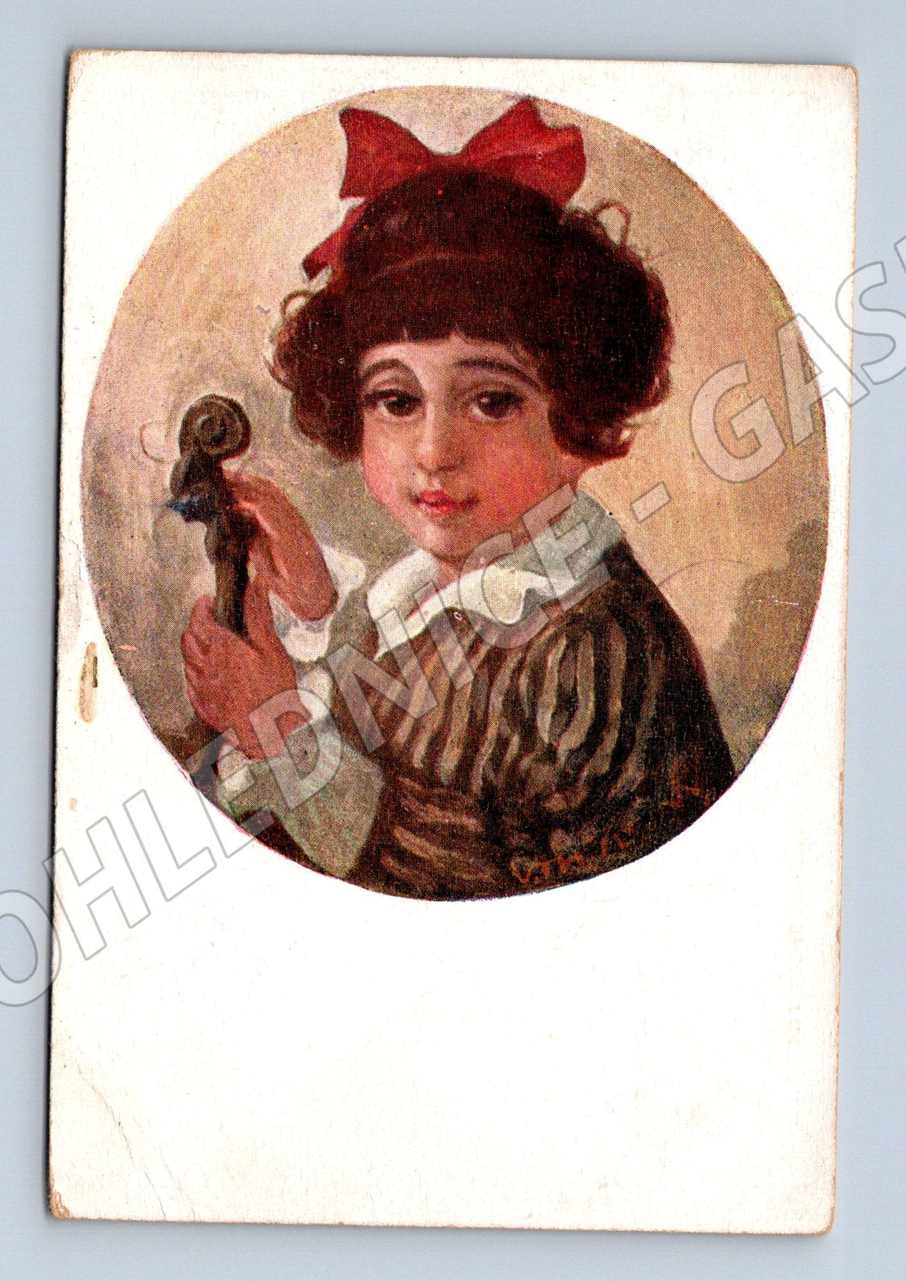 Pohlednice portrét dívky s houslemi (M6416)