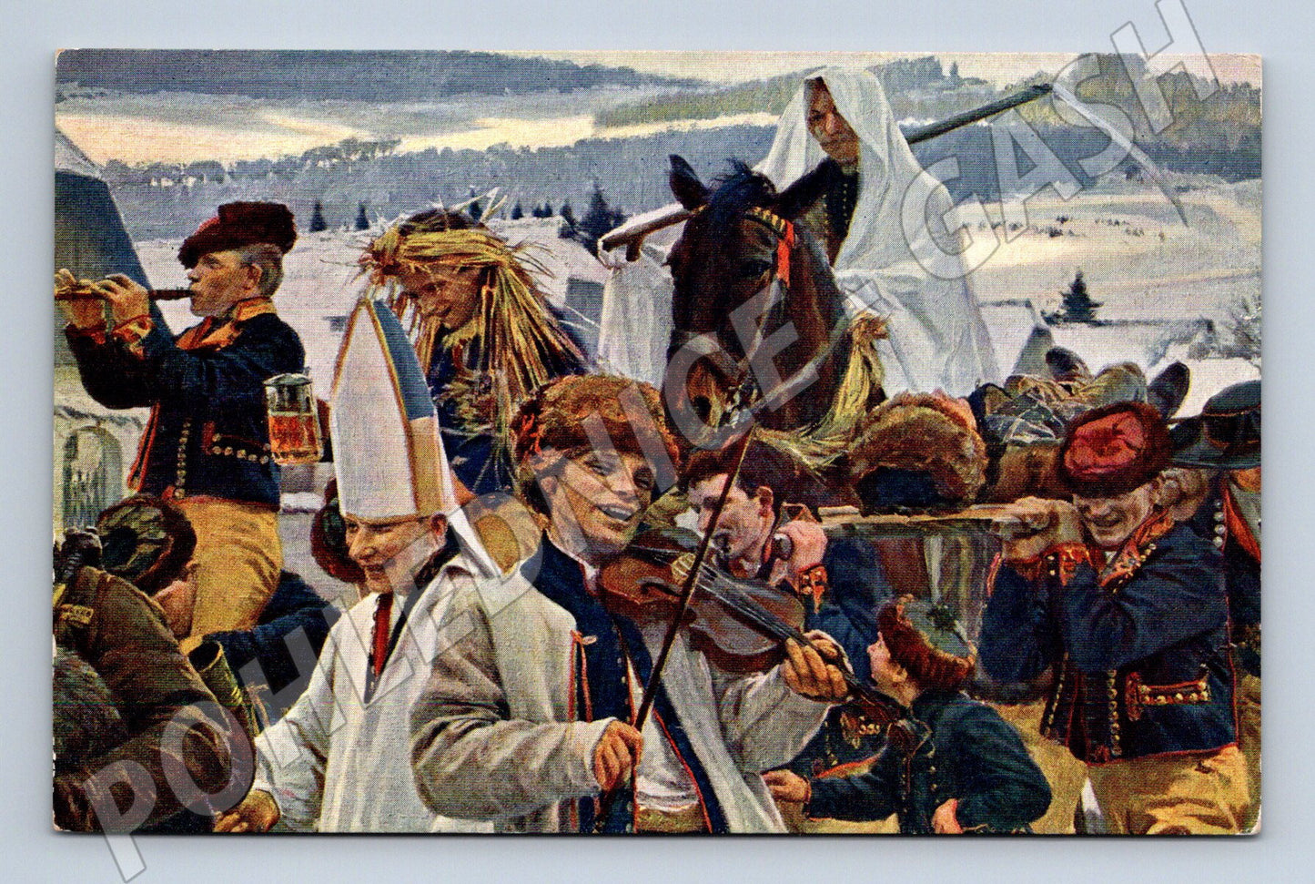 Pohlednice Špillar Pochovávání Masopustu kroje (M6417)