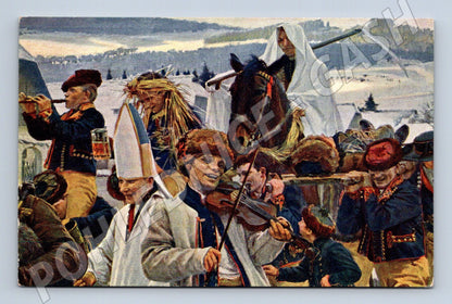 Pohlednice Špillar Pochovávání Masopustu kroje (M6417)