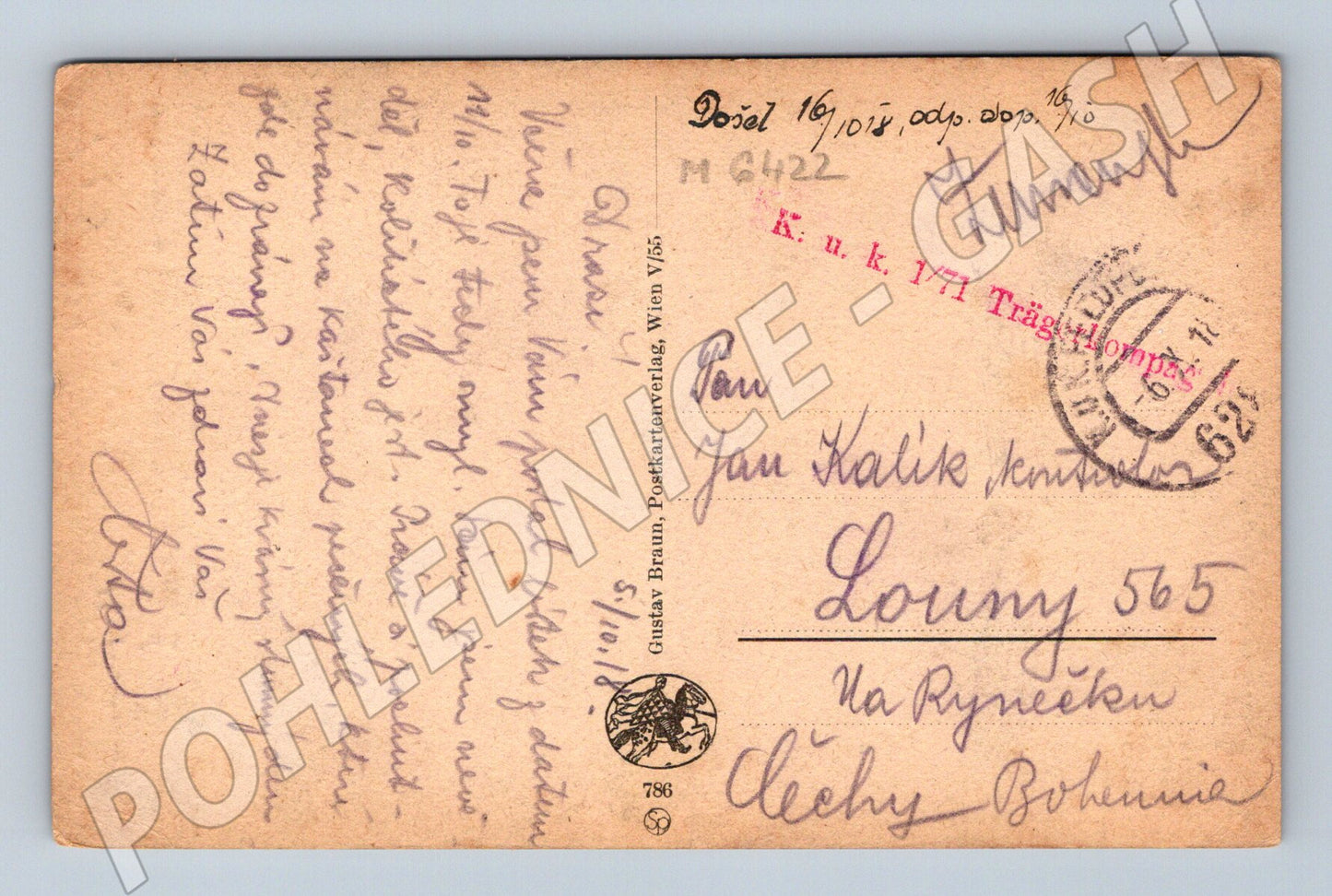 Pohlednice E. Zámal romantický motiv 1910 (M6422)