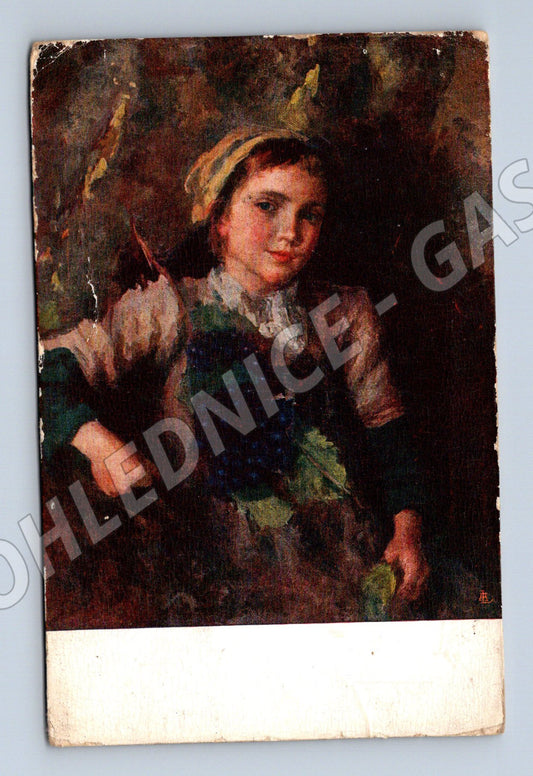 Pohlednice Rinaldo Agazzi dívka s hrozny (M6423)