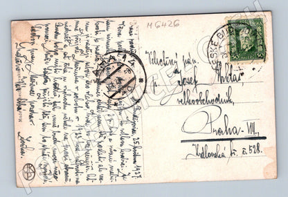 Pohlednice západ slunce krajina chaloupka 1937 (M6426)