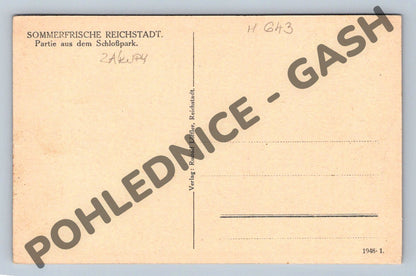 Pohlednice Zákupy zámecký park Reichstadt 1948 ČSR (M643)