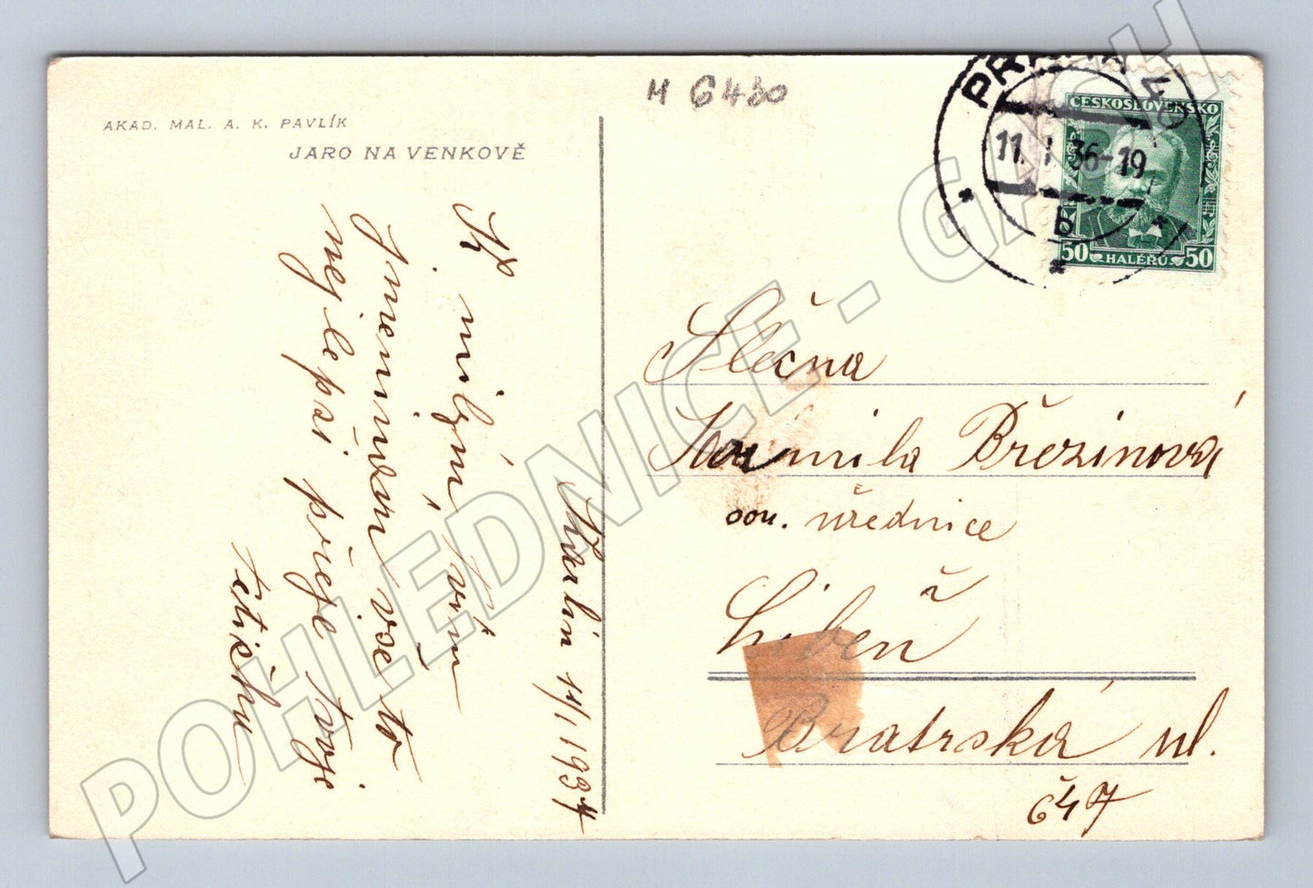 Pohlednice Jaro na venkově Pavlík 1934 (M6430)