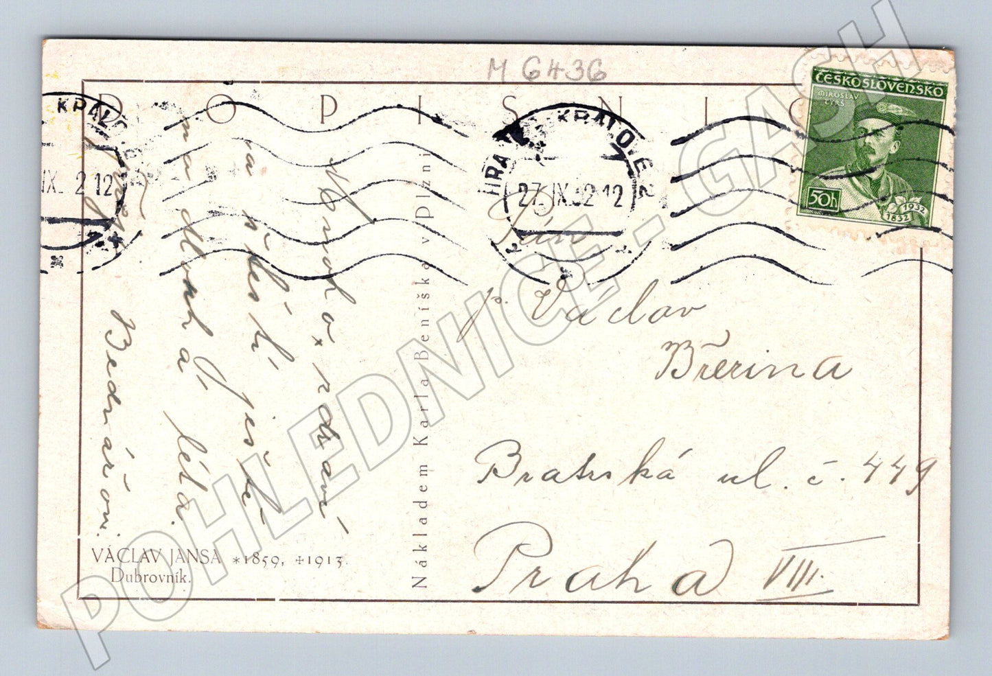 Pohlednice Václav Jansa Dubrovník 1929 (M6436)