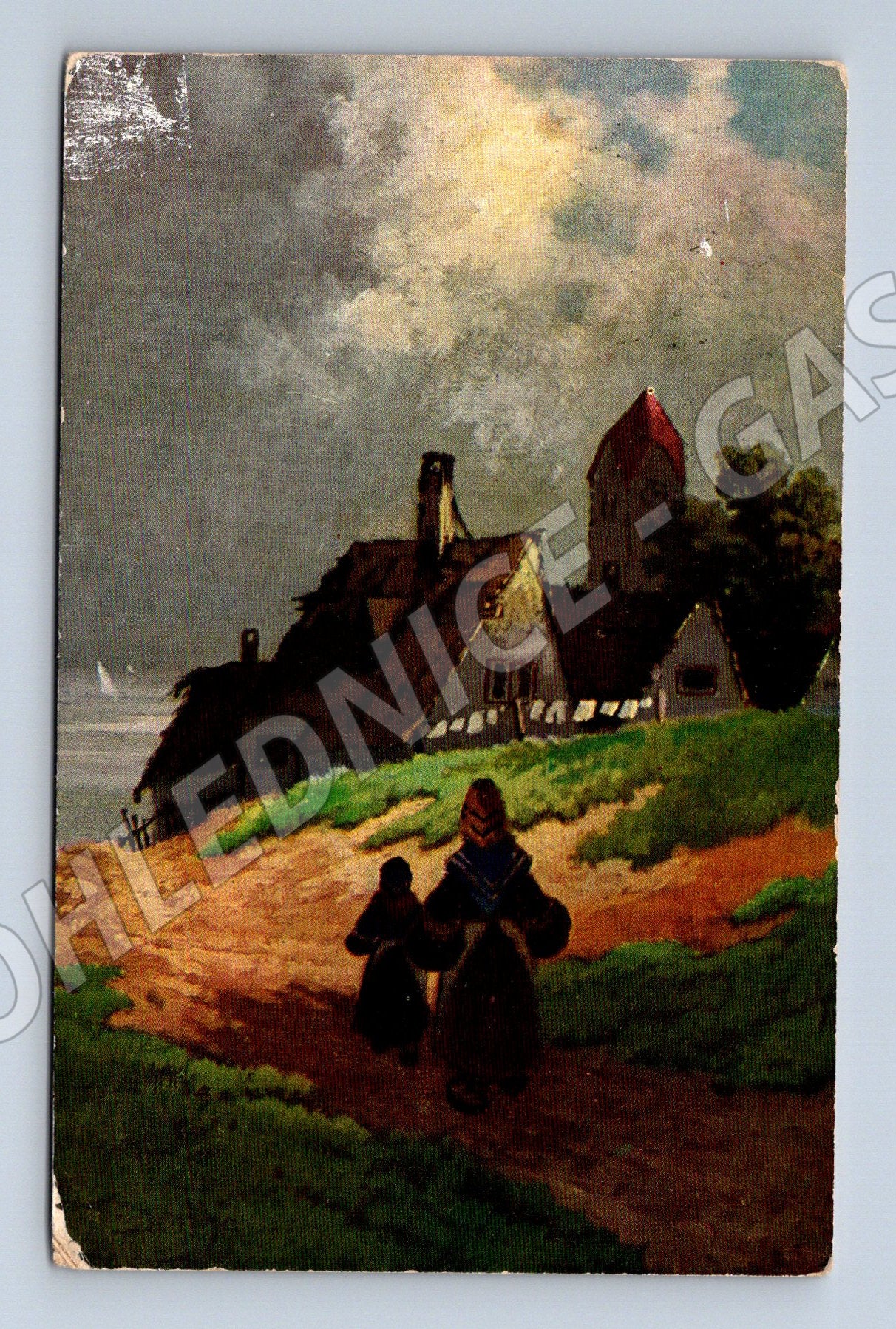 Pohlednice venkovská scéna RU známka (M6437)