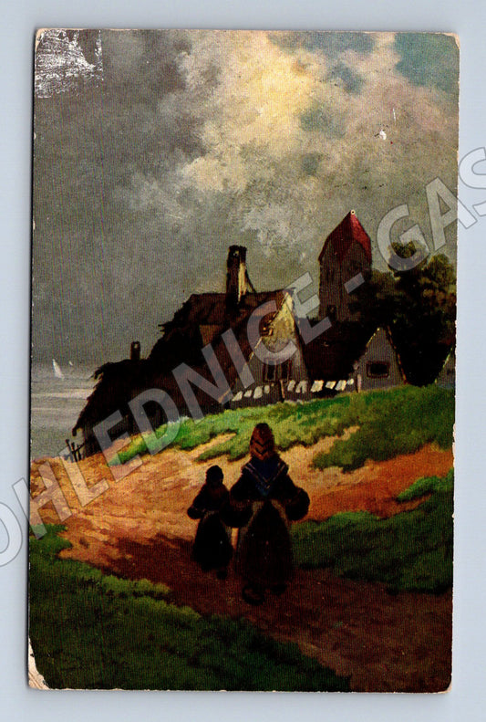 Pohlednice venkovská scéna RU známka (M6437)