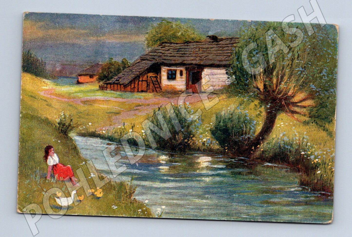 Pohlednice chalupa u potoka malý formát (M6439)