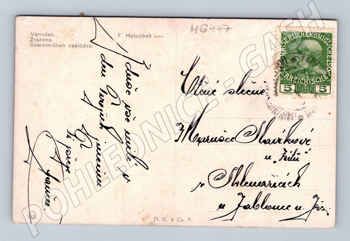 Pohlednice F. Holoubek Zrazena 1908 (M6447)