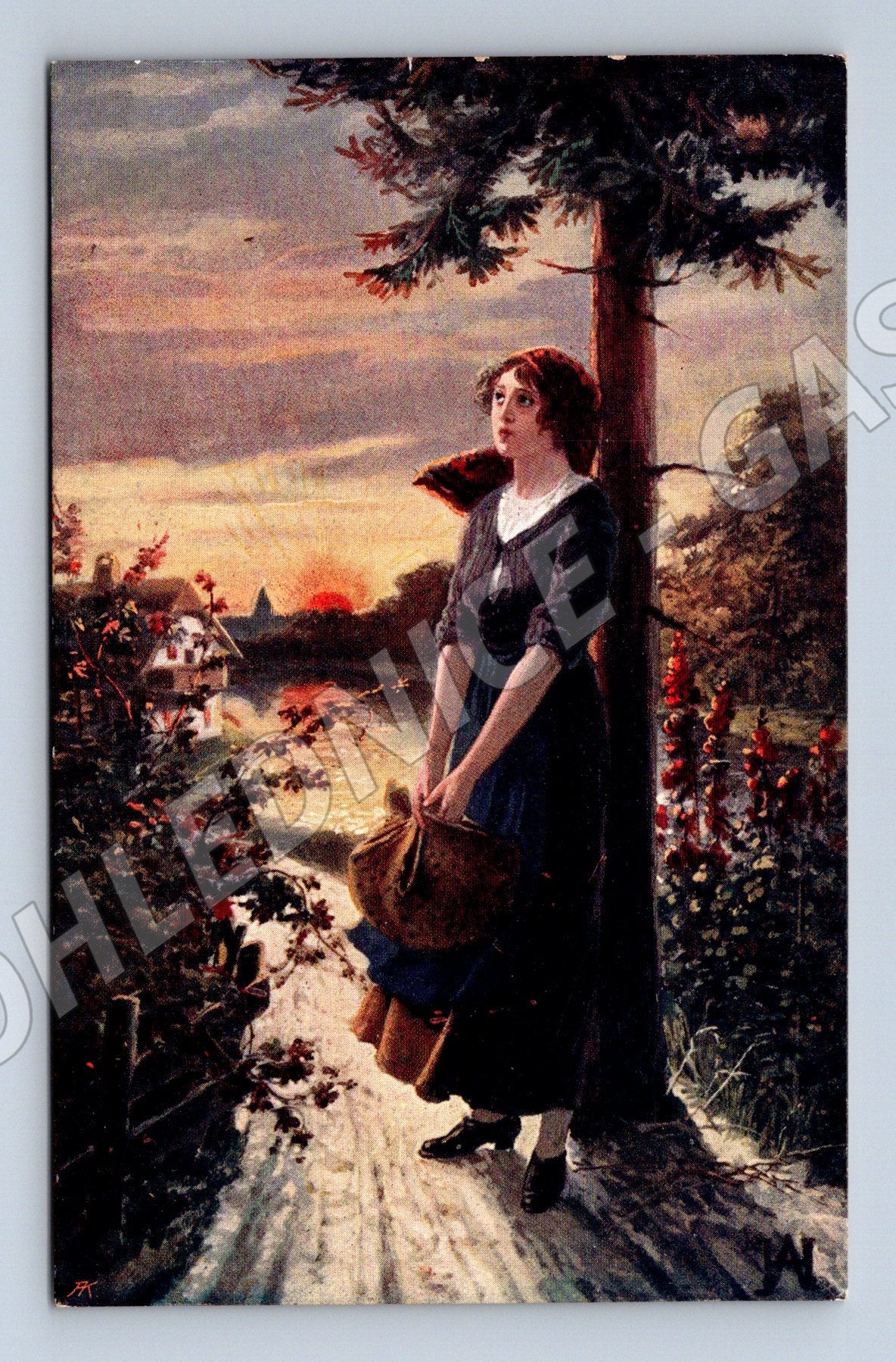 Pohlednice Opuštěná žena v krajině (M6448)