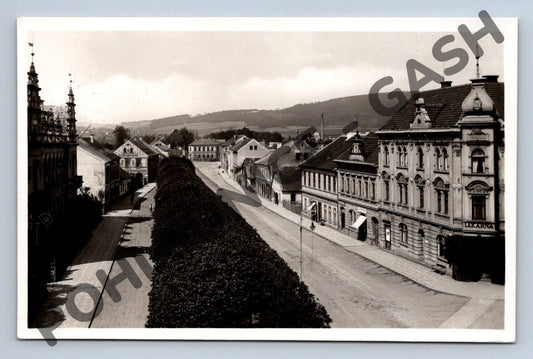 Pohlednice Lázně Bělohrad Masarykovo náměstí 1944 ČSR (M646)