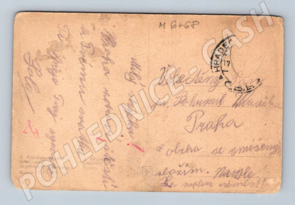 Pohlednice koňský povoz venkovská krajina prošlá (M6468)