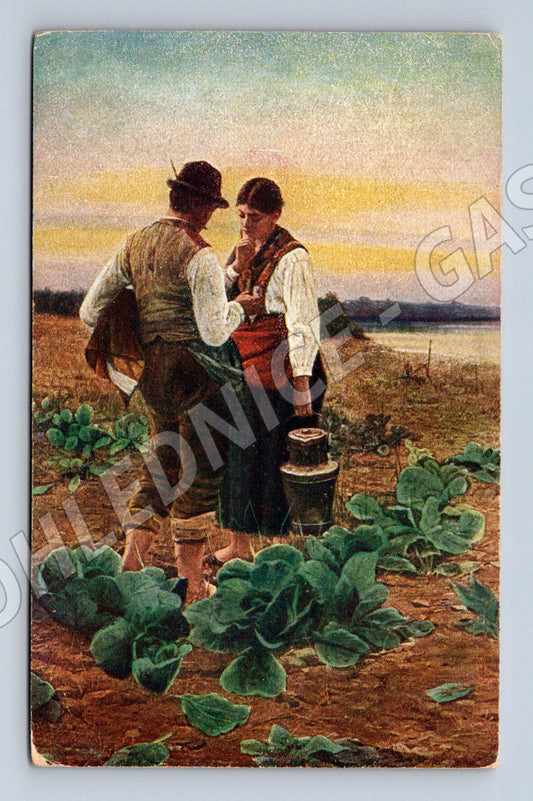 Pohlednice etnografie venkovské dvoření Falkenberg (M6470)