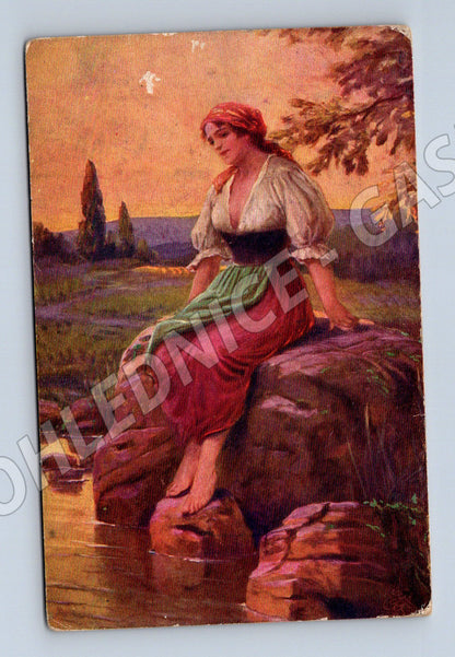 Pohlednice žena u potoka RU 1900 (M6471)