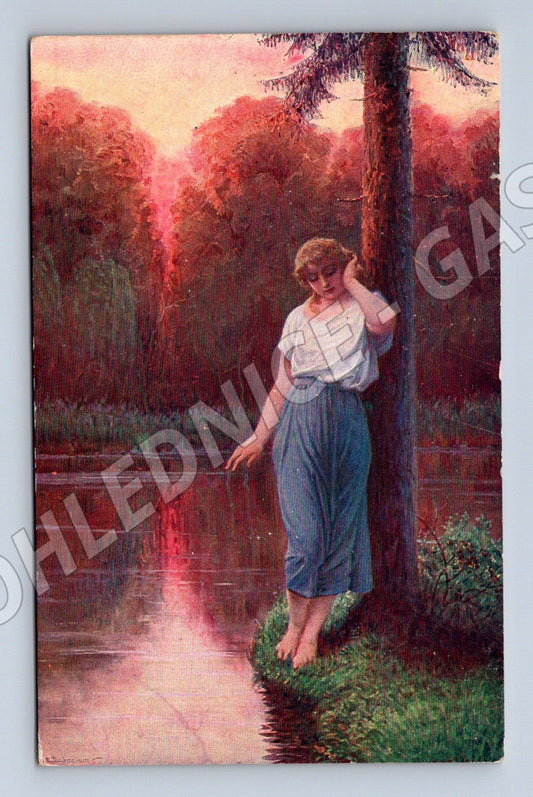 Pohlednice dívka u vody Rakousko-Uhersko (M6472)
