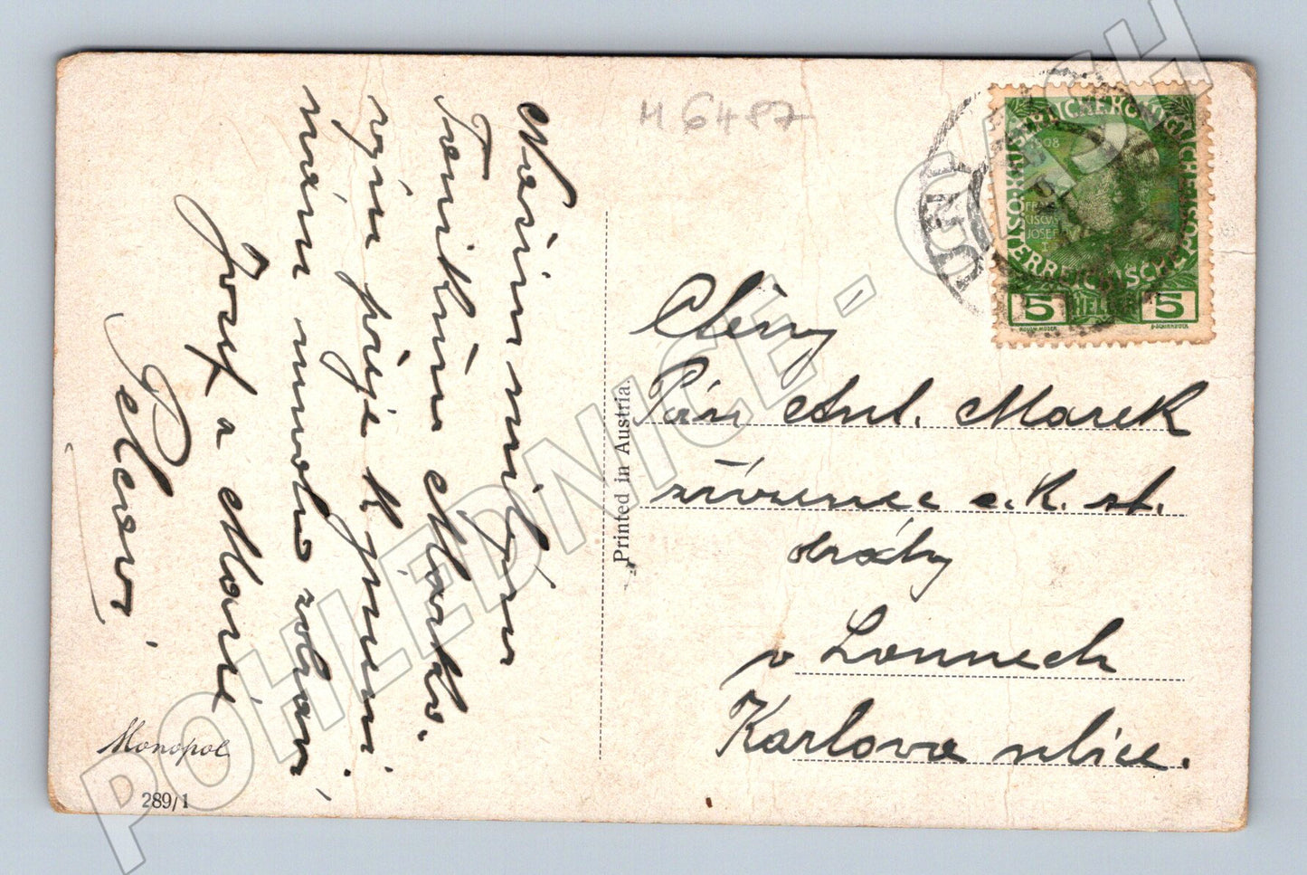 Pohlednice zátiší ovoce a džbánek RU (M6487)