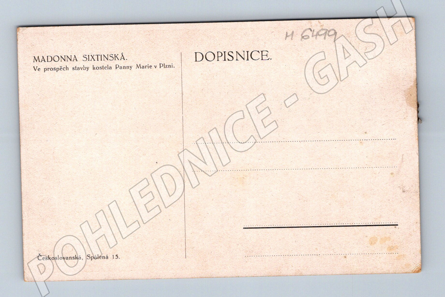 Pohlednice Madonna Sixtinská Panna Marie (M6499)