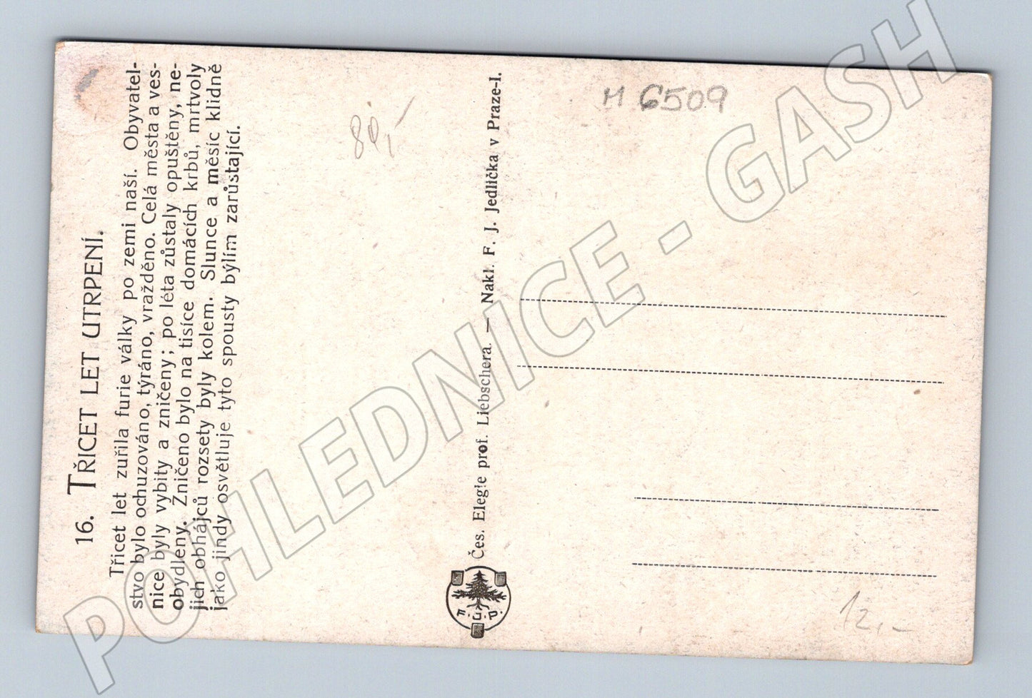 Pohlednice Třicet let utrpení Liebscher (M6509)