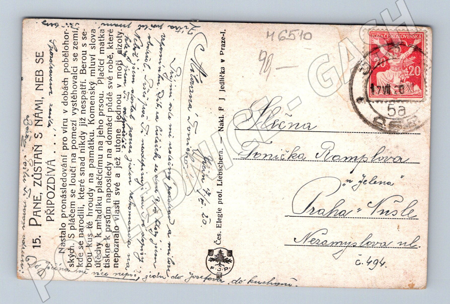 Pohlednice Exulanti po Bílé hoře Komenský (M6510)