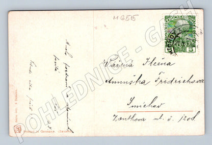 Pohlednice les u potoka RU malovaný motiv (M6515)