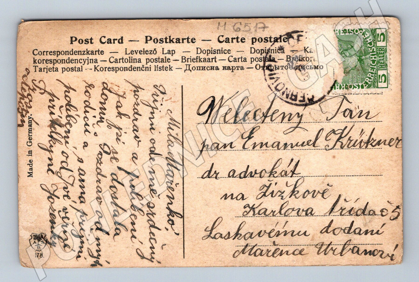 Pohlednice Láska ručně psaná do 1950 (M6517)