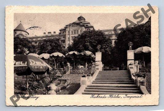 Pohlednice Karlovy Vary zahrada Hotel Imperial ČSR (M652)