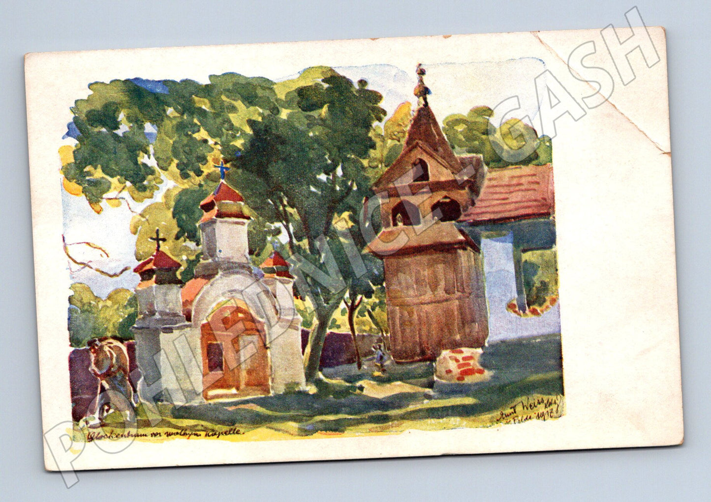 Pohlednice Volyň 1917 kostel Feldpost (M6525)