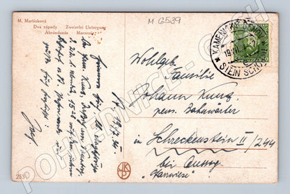 Pohlednice anděl a západ slunce 1913 (M6539)