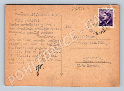 Pohlednice Vounany 1945 protektorát (M6541)