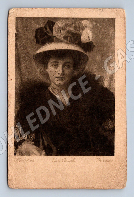 Pohlednice portrét ženy klobouk 1927 (M6542)