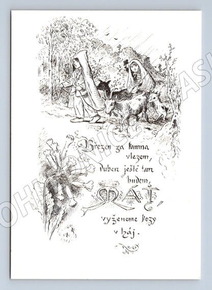 Pohlednice Mikoláš Aleš kozy venkov (M6544)