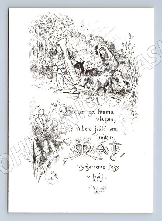 Pohlednice Mikoláš Aleš kozy venkov (M6544)