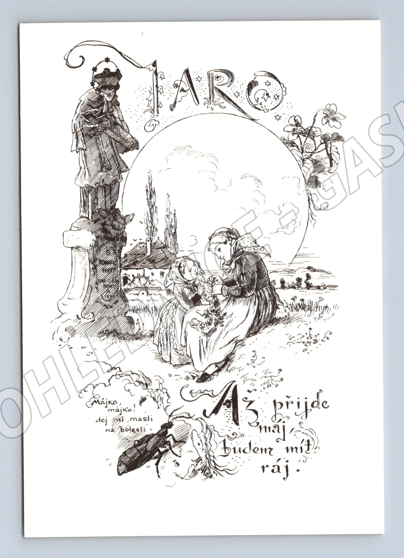 Pohlednice Mikoláš Aleš májový motiv (M6545)