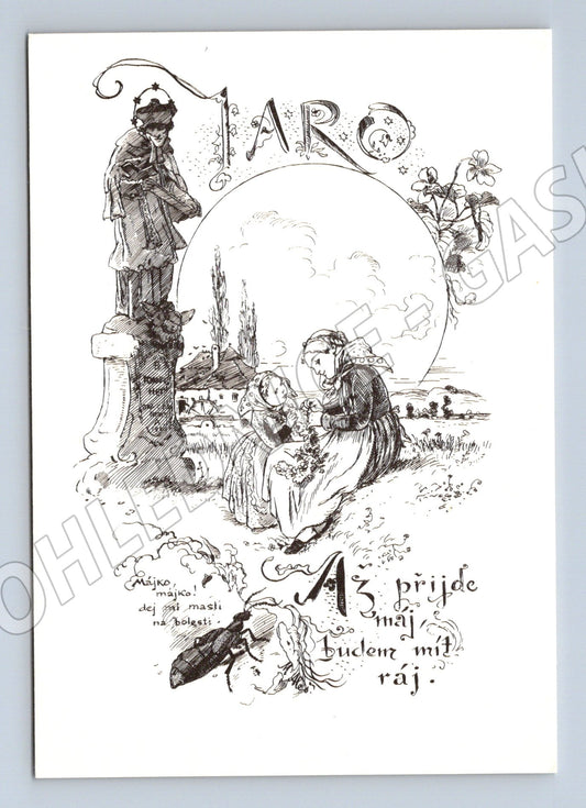 Pohlednice Mikoláš Aleš májový motiv (M6545)