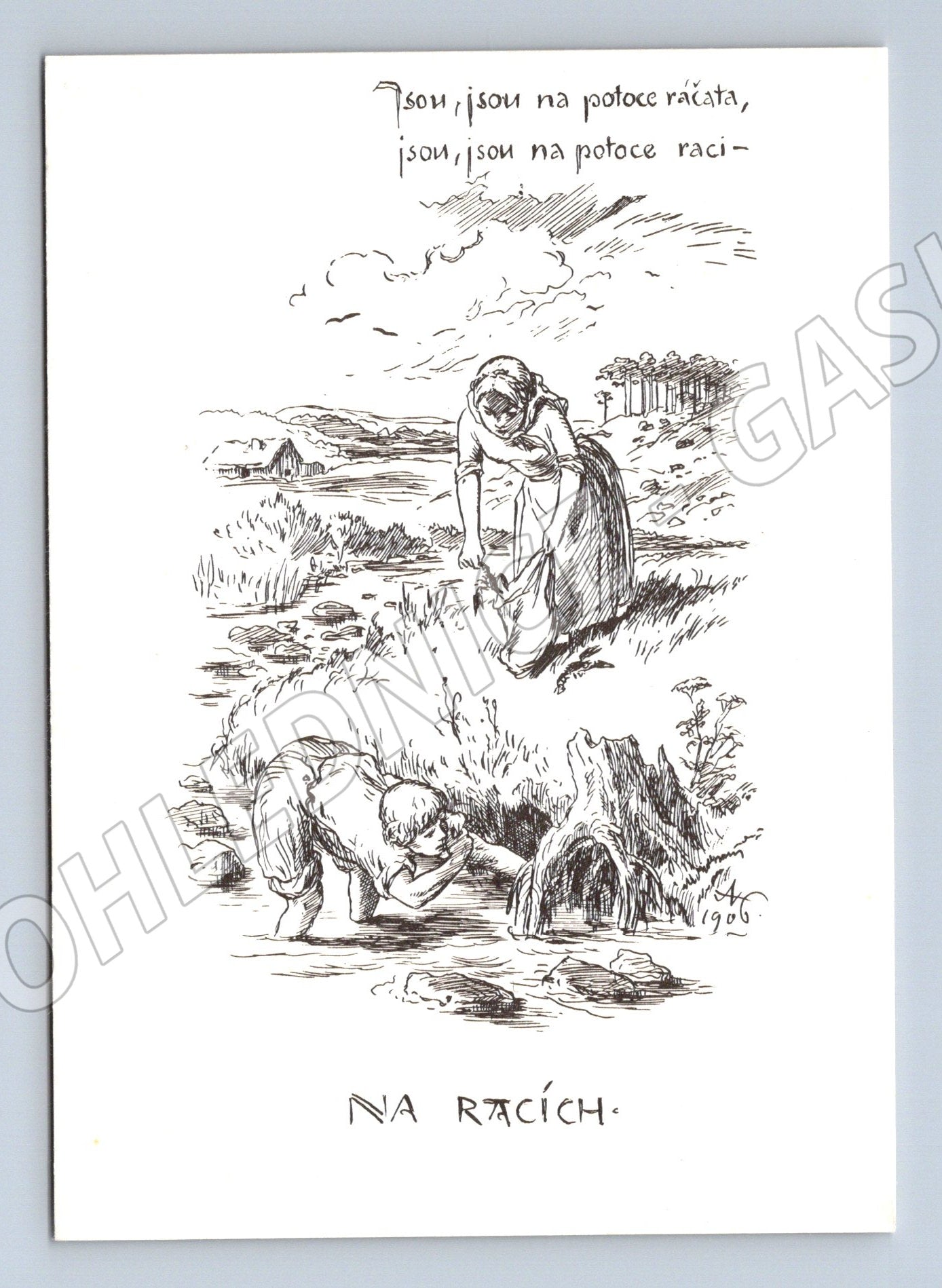 Pohlednice Mikoláš Aleš Na racích (M6546)