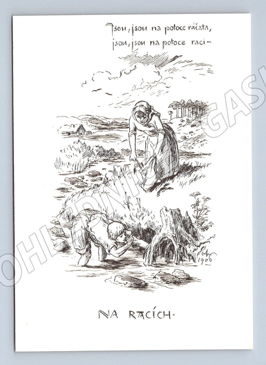 Pohlednice Mikoláš Aleš Na racích (M6546)