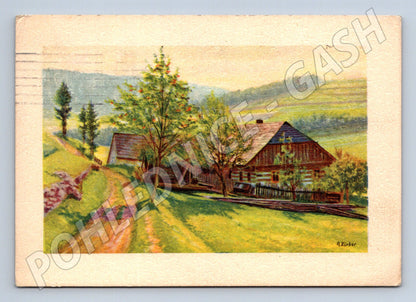 Pohlednice česká chalupa 1966 Pernštejn (M6553)