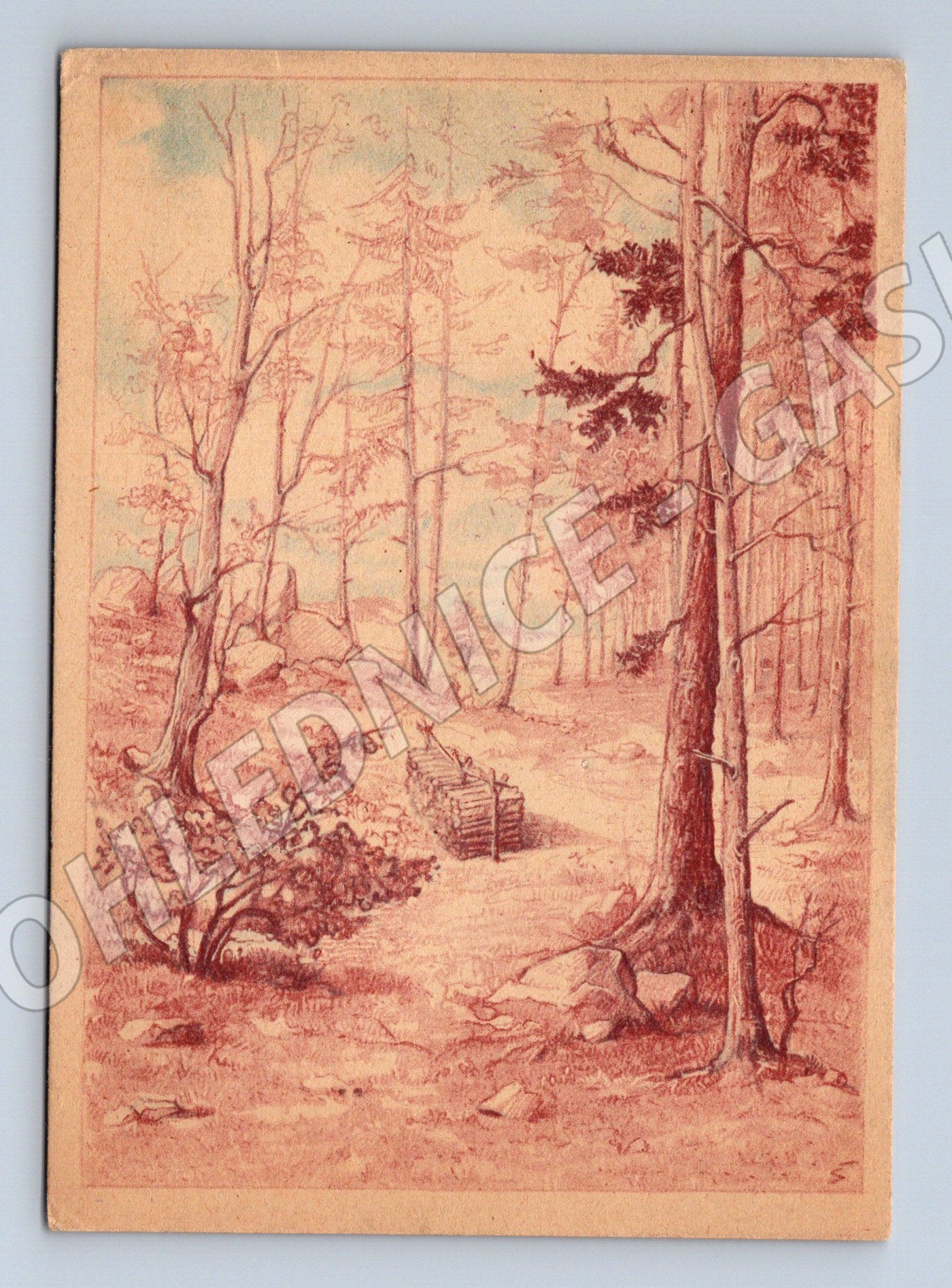 Pohlednice kresba hradu romantická (M6554)