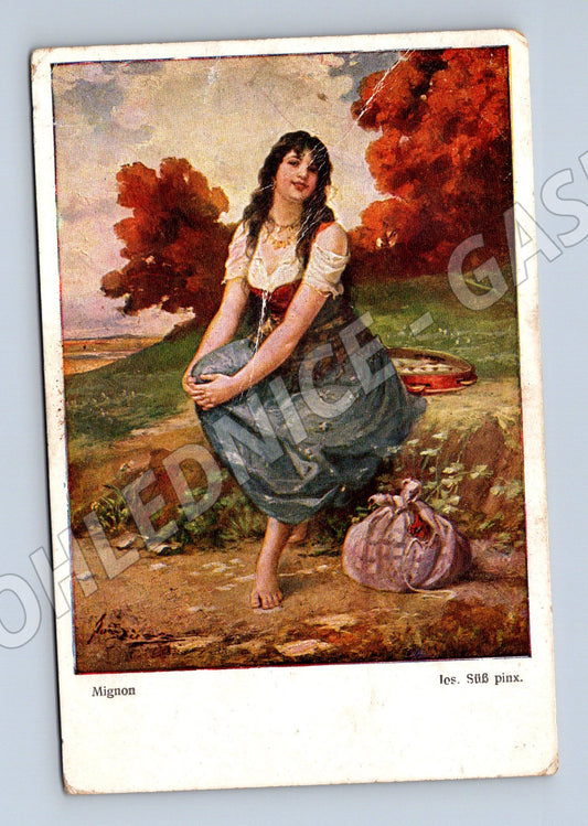 Pohlednice dívka v lidovém kroji polní pošta (M6594)