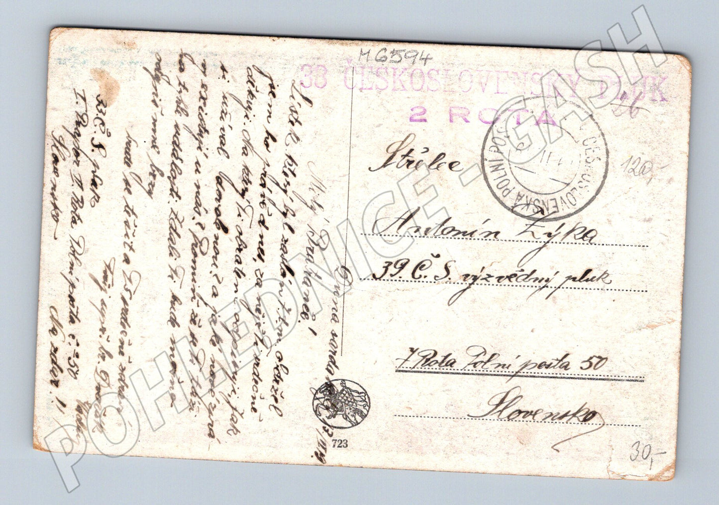 Pohlednice dívka v lidovém kroji polní pošta (M6594)