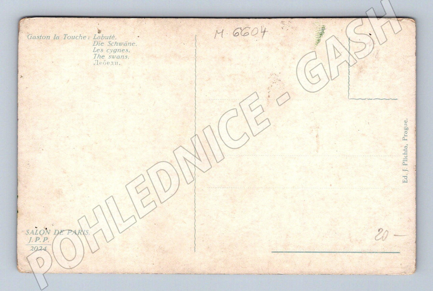 Pohlednice Gaston la Touche Labutě (M6604)