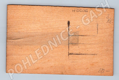 Pohlednice ručně malovaná chalupa na dřevě (M6606)