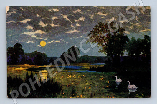 Pohlednice Labutí jezero dvě labutě (M6611)