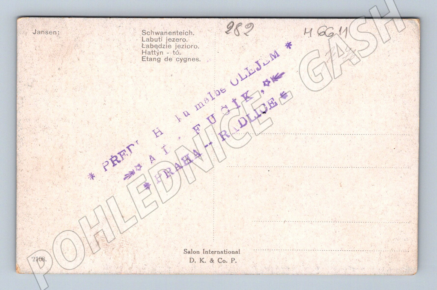 Pohlednice Labutí jezero dvě labutě (M6611)